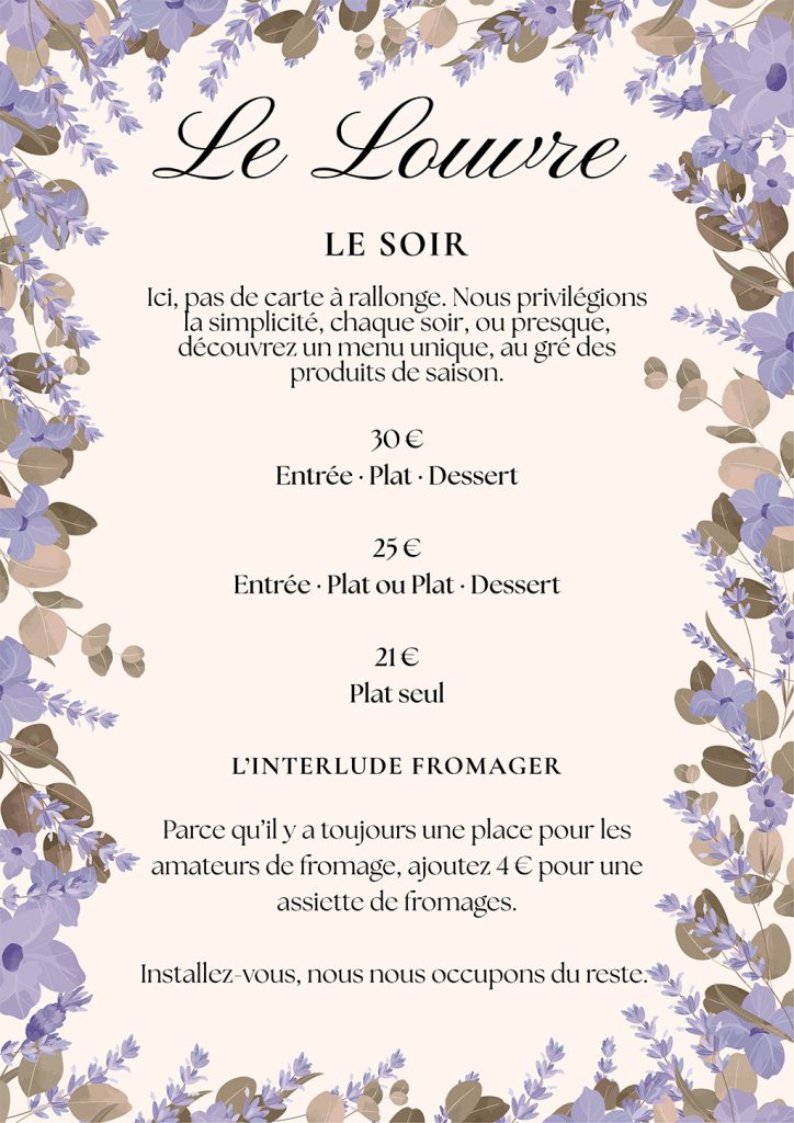 menu le Louvre Sault
